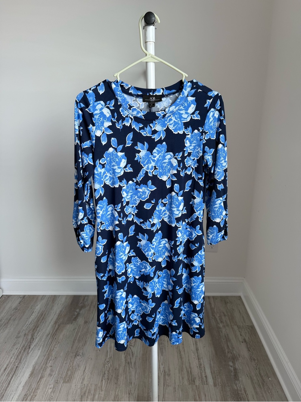 A New Day Navy Blue Floral Long Sleeve Midi Dress